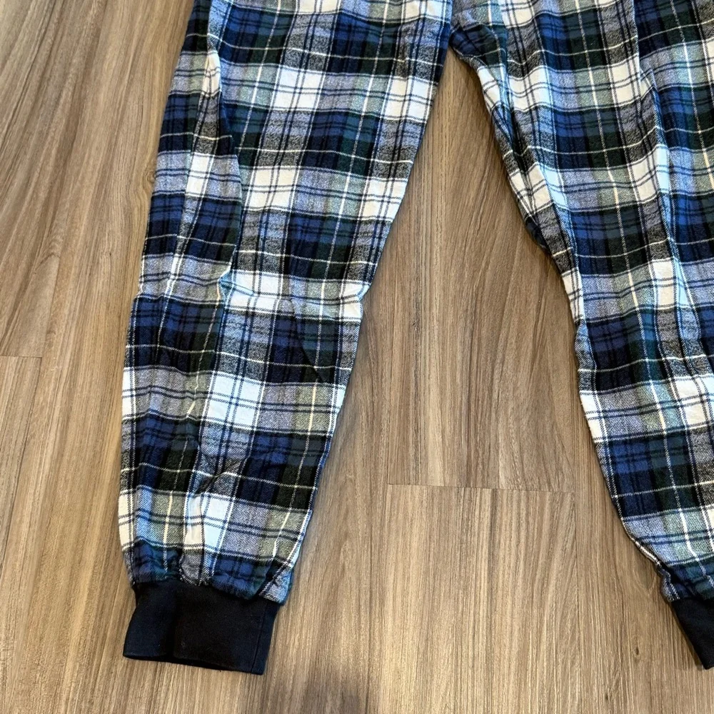 Vermont Flannel Blue Plaid Jogger Pants - Picture 2 of 11